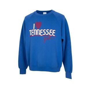 Vintage 80s Fruit of the Loom‎ I Love Tennessee Yall Crewneck Sweatshirt Blue L